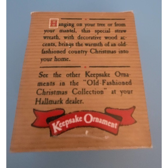 VTG Hallmark Keepsake Ornament Old Fashion Collection Wood and Straw Wre… - Picture 3 of 3